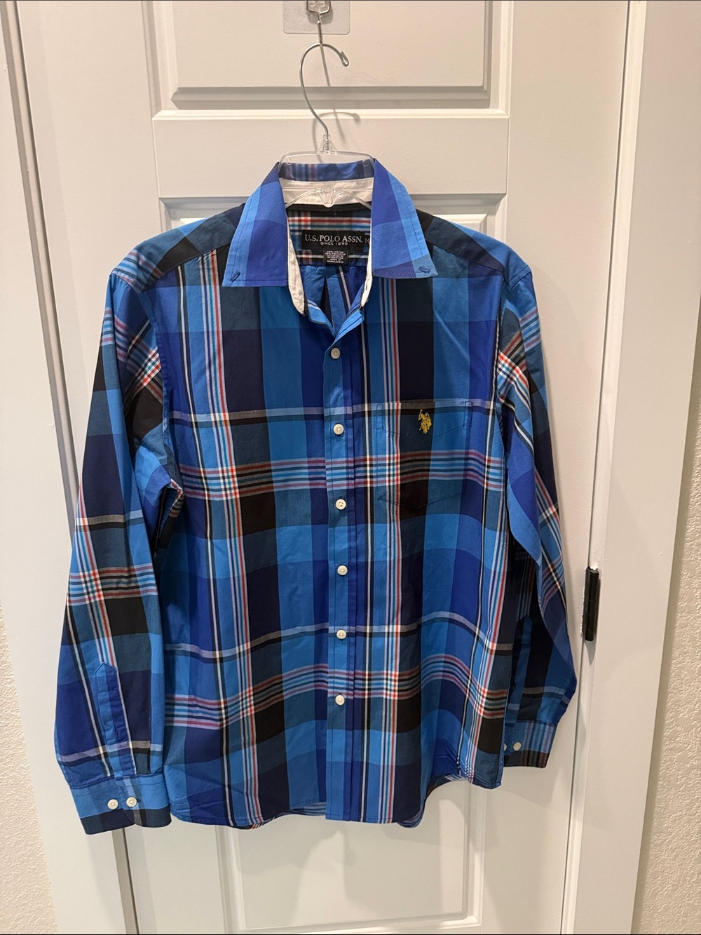 U.S. Polo Assn. Blue Plaid Long-Sleeve Button-Down Shirt